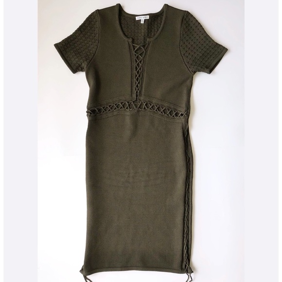 Ronny Kobo Lace Up Short Sleeve Dress with Side Slits, size M - Picture 3 of 8